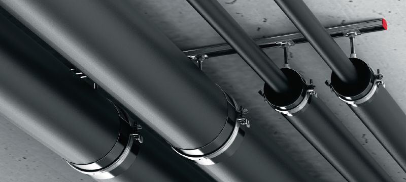 MIP-M Хомут для труб холодопостачання (ізоляція середньої товщини) Оцинкований трубний хомут для максимальної продуктивності при встановленні труб систем холодопостачання з ізоляцією товщиною 20-25 мм Застосування 1