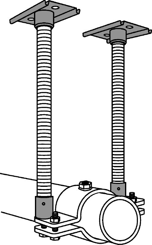 MFP 3a-F Фіксована точка Комплект гарячеоцинкованих нерухомих опор для максимальної гнучкості при навантаженнях у напрямку трубної осі до 6 кН