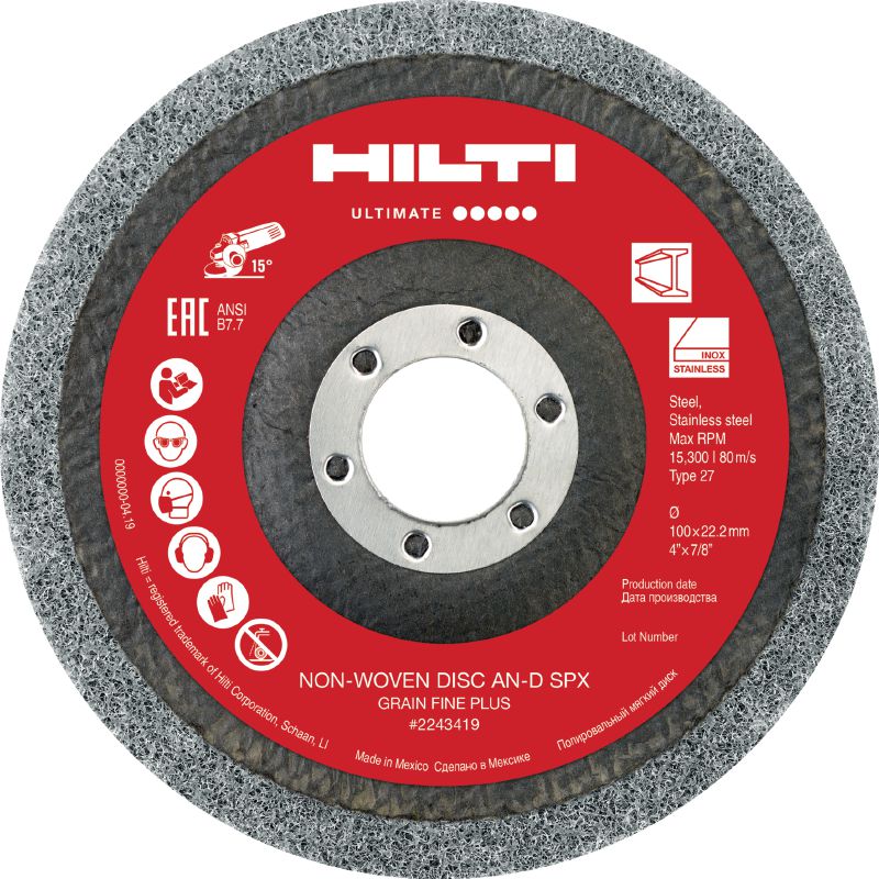 Нетканые диски с опорной тарелкой AN-D SPX Высокоэффективные шлифовальные нетканые диски с опорной тарелкой для финишной обработки или полировки нержавеющей стали, алюминия и других металлов