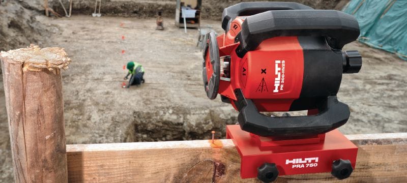 PR 300-HV2S Ротаційний лазерний рівень для зовнішніх робіт Ротаційний лазерний нівелір для використання поза приміщеннями з автоматичним вертикальним вирівнюванням і подвійним розмічуванням нахилу для нівелювання, вирівнювання, розмічування та побудови прямих кутів Застосування 1