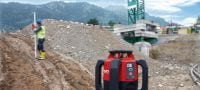 PR 300-HV2S Ротаційний лазерний рівень для зовнішніх робіт Ротаційний лазерний нівелір для використання поза приміщеннями з автоматичним вертикальним вирівнюванням і подвійним розмічуванням нахилу для нівелювання, вирівнювання, розмічування та побудови прямих кутів Застосування 3