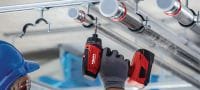 MP-L-I Трубний хомут з швидкодіючим запірним механізмом для невисоких навантажень Оцинкований трубний хомут із звукоізолюючою вставкою та швидкодіючим закриванням для максимальної продуктивності при невисоких навантаженнях Застосування 3