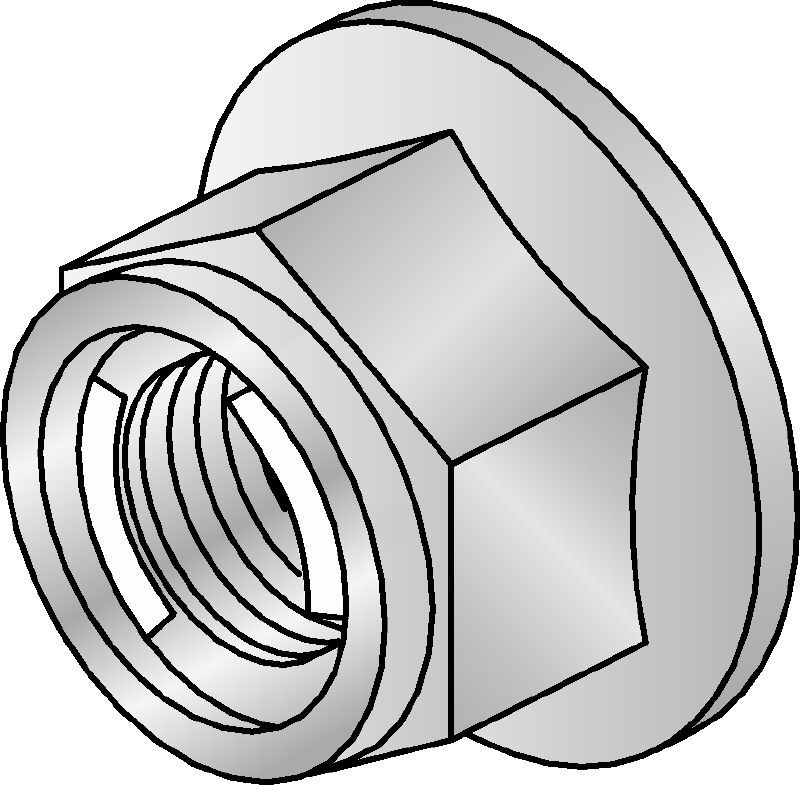 M12-F-SL-WS 3/4 Шестигранна гайка Гарячеоцинкована шестигранна гайка з самоблокуючим механізмом, яка використовується з усіма з'єднувачами MI