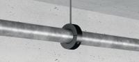 MRP-KF Хомут із швидкодіючим запірним механізмом для труб холодопостачання Високоякісний міцний ізоляційний трубний хомут з принципово новим швидкозатискним замком для монтажу труб холодопостачання для високих навантажень Застосування 1