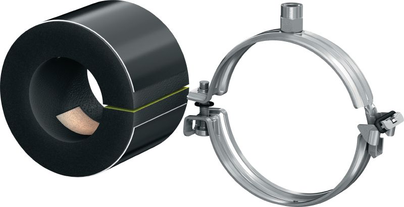 MIP-M Хомут для труб холодопостачання (ізоляція середньої товщини) Оцинкований трубний хомут для максимальної продуктивності при встановленні труб систем холодопостачання з ізоляцією товщиною 20-25 мм