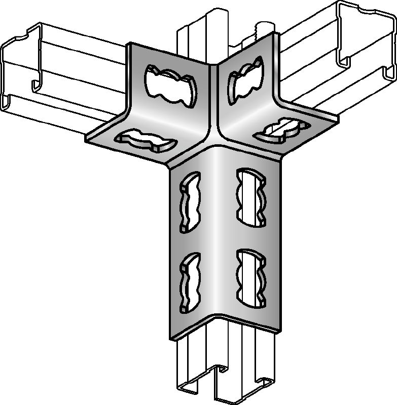 MQV-3D-R З’єднувач для каналів З'єднувальний елемент з нержавіючої сталі (A4) для каналів для тривимірних конструкцій