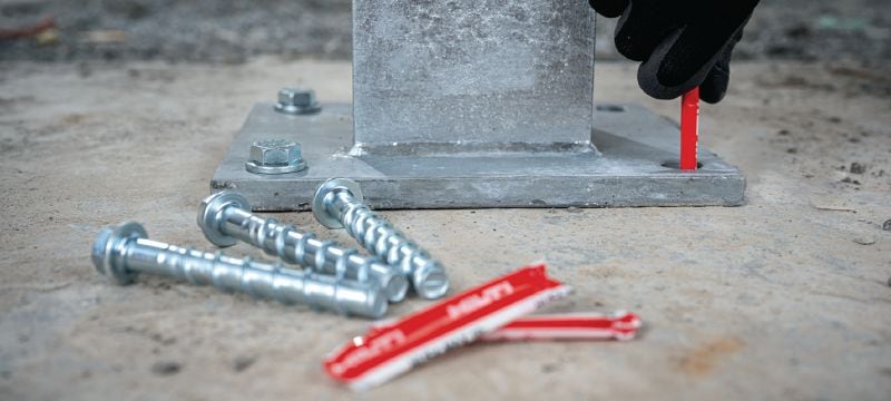HUS4-MAX Гібридний капсульний анкер-шуруп Високоефективний капсульний анкер для швидких та ефективних кріплень з високими навантаженнями у бетоні з використанням анкерів-шурупів HUS4 Застосування 1