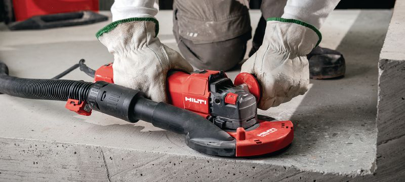 AG 125-20SE Кутошліфувальна машина Кутошліфувальна машина з безщітковим мотором, регульованою частотою обертання та повзунковим перемикачем для різання та шліфування металу, бетону та цегляної кладки з використанням дисків діаметром до 125 мм (потужність 2000 Вт) Застосування 1