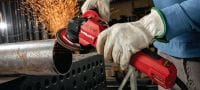 AG 125-20SE Кутошліфувальна машина Кутошліфувальна машина з безщітковим мотором, регульованою частотою обертання та повзунковим перемикачем для різання та шліфування металу, бетону та цегляної кладки з використанням дисків діаметром до 125 мм (потужність 2000 Вт) Застосування 2