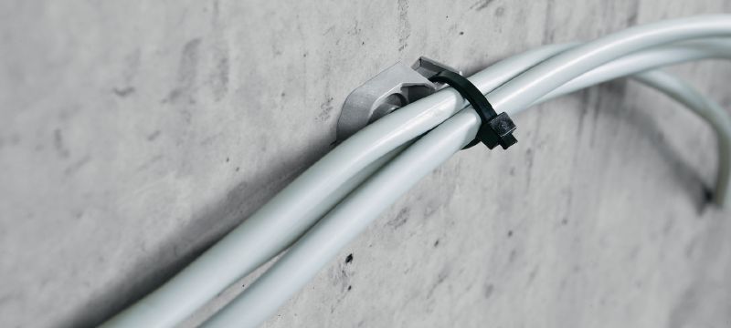X-ECT MX Кріплення для кабельних стяжок Пластиковий тримач стяжок для кабелю/кабелепроводів для застосування з цвяхами у стрічці Застосування 1