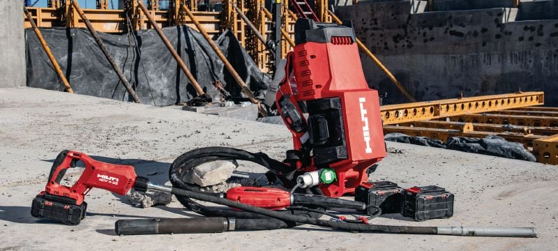 NCV 10-22 Вібратор рюкзачного типу для бетону Акумуляторний вібратор рюкзачного типу для бетону з безщітковим двигуном для ущільнення стін, перекриттів та фундаментів (платформа батарей Nuron) Застосування 1