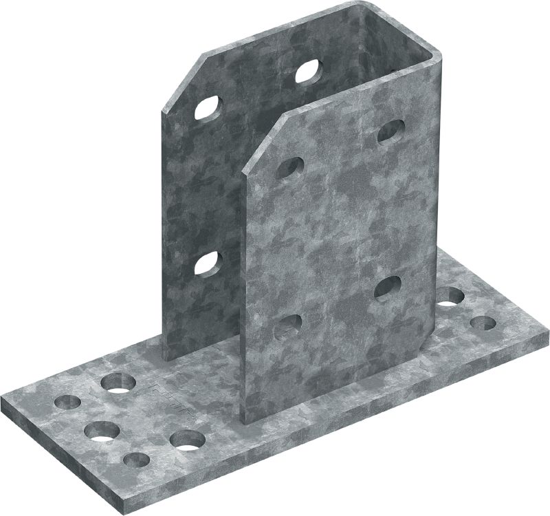 MT-B-GS T OC Опорний компонент для монтажних балок З'єднувальний елемент для анкерного кріплення конструкцій з використанням монтажних балок MT-70 і MT-80 на бетоні та сталі, для використання поза приміщеннями у середовищах з низьким рівнем забруднення