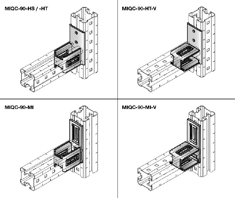 MIQC-H Гарячеоцинковані з'єднувальні елементи для високих навантажень для з'єднання двох балок MIQ