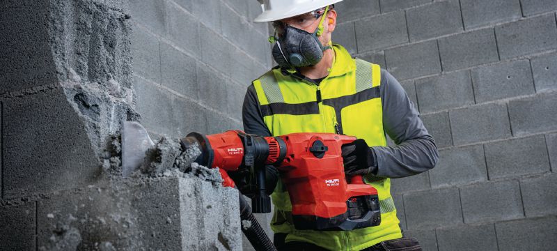 TE 500-22 Акумуляторний відбійний молоток SDS-Max Акумуляторний відбійний молоток TE-Y (SDS Max) із системою активного поглинання вібрації для штробління та довбання в бетоні та цегляній кладці (платформа батарей Nuron) Застосування 1